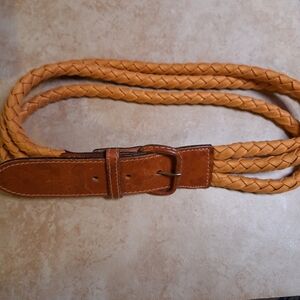 Echo Genuine Leather Women's Braided 3-Strand Buckle Belt Sz S #52502